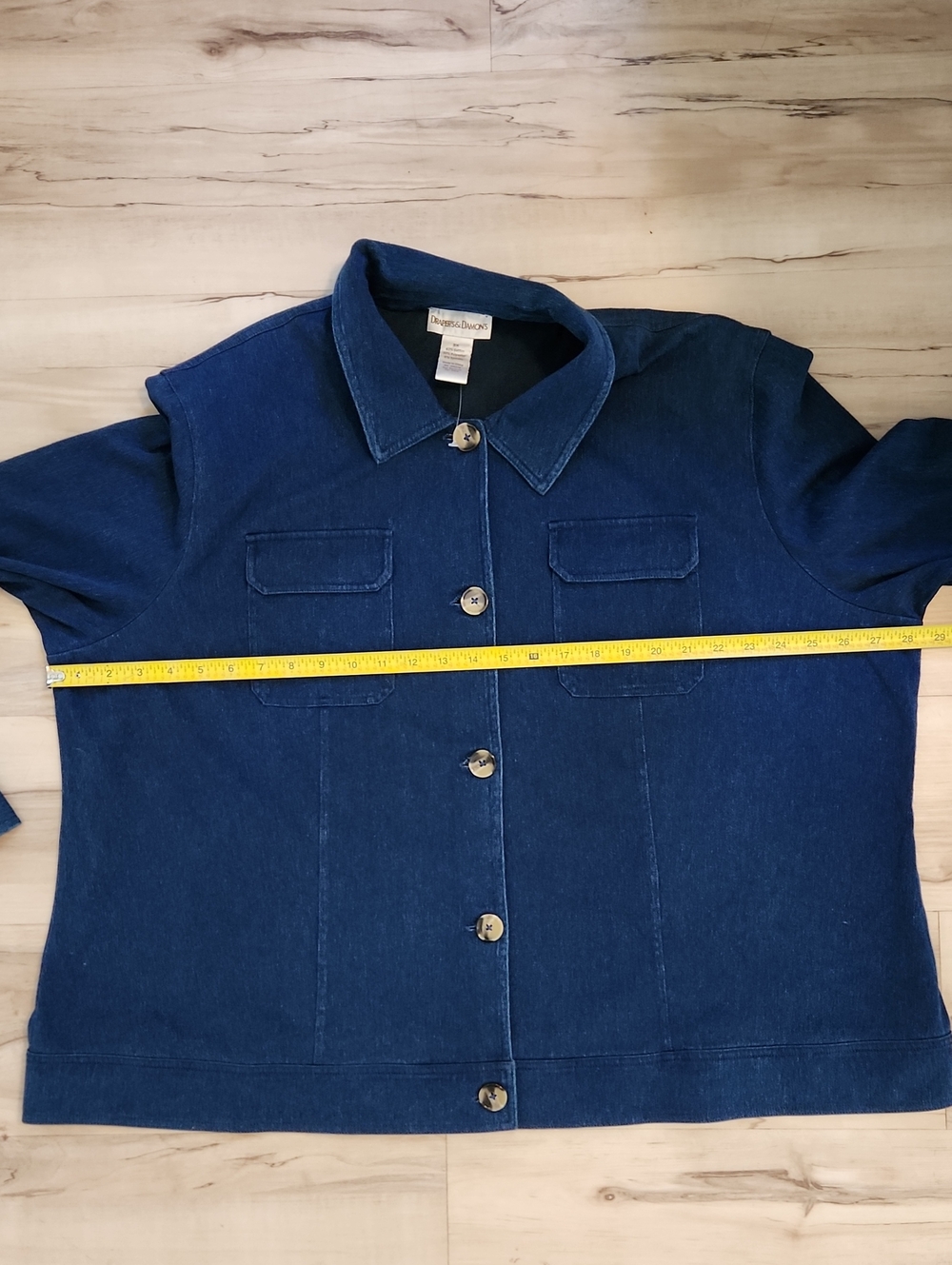 Draper's & Damon's Button Up Stretchy Lightweight Long Sleeve Denim Top Size 3X - Picture 10 of 12